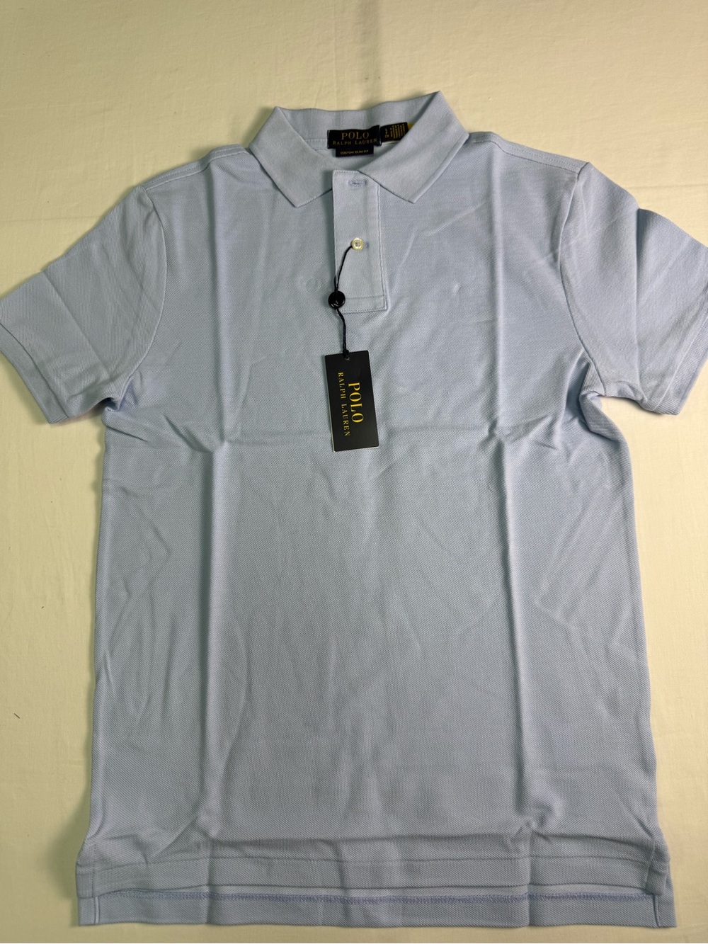 polo Ralph Lauren Men Custom Slim Fit 100% Cotton Mesh Polo Sz S Solid Blue $115